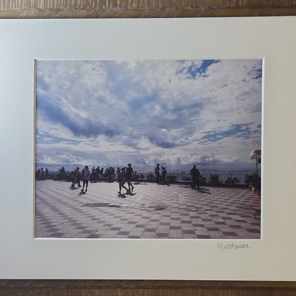 Hand Crafted Other - Matted Photography "Piazza in Taormina, Sicily" by Butterfly Rising Designs